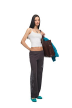 FOLK PATTERN SLIM-FIT WAFFLE PANTS (CHARCOAL)