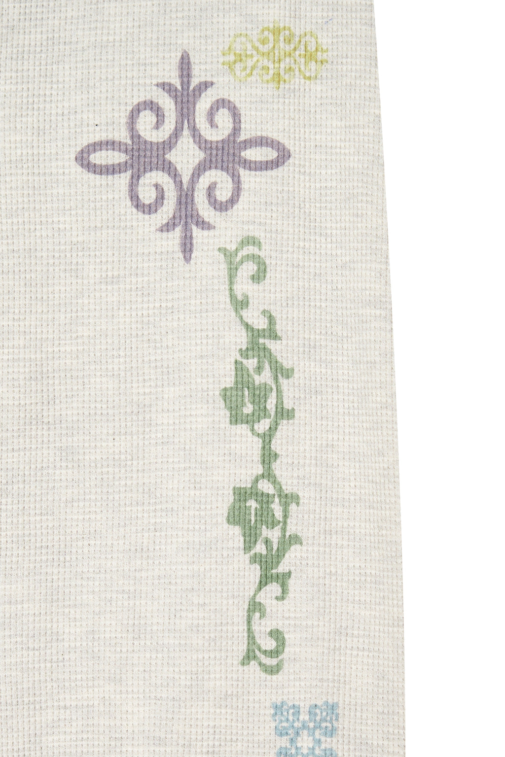 FOLK PATTERN SLIM-FIT WAFFLE PANTS (IVORY)