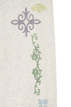 FOLK PATTERN SLIM-FIT WAFFLE PANTS (IVORY)