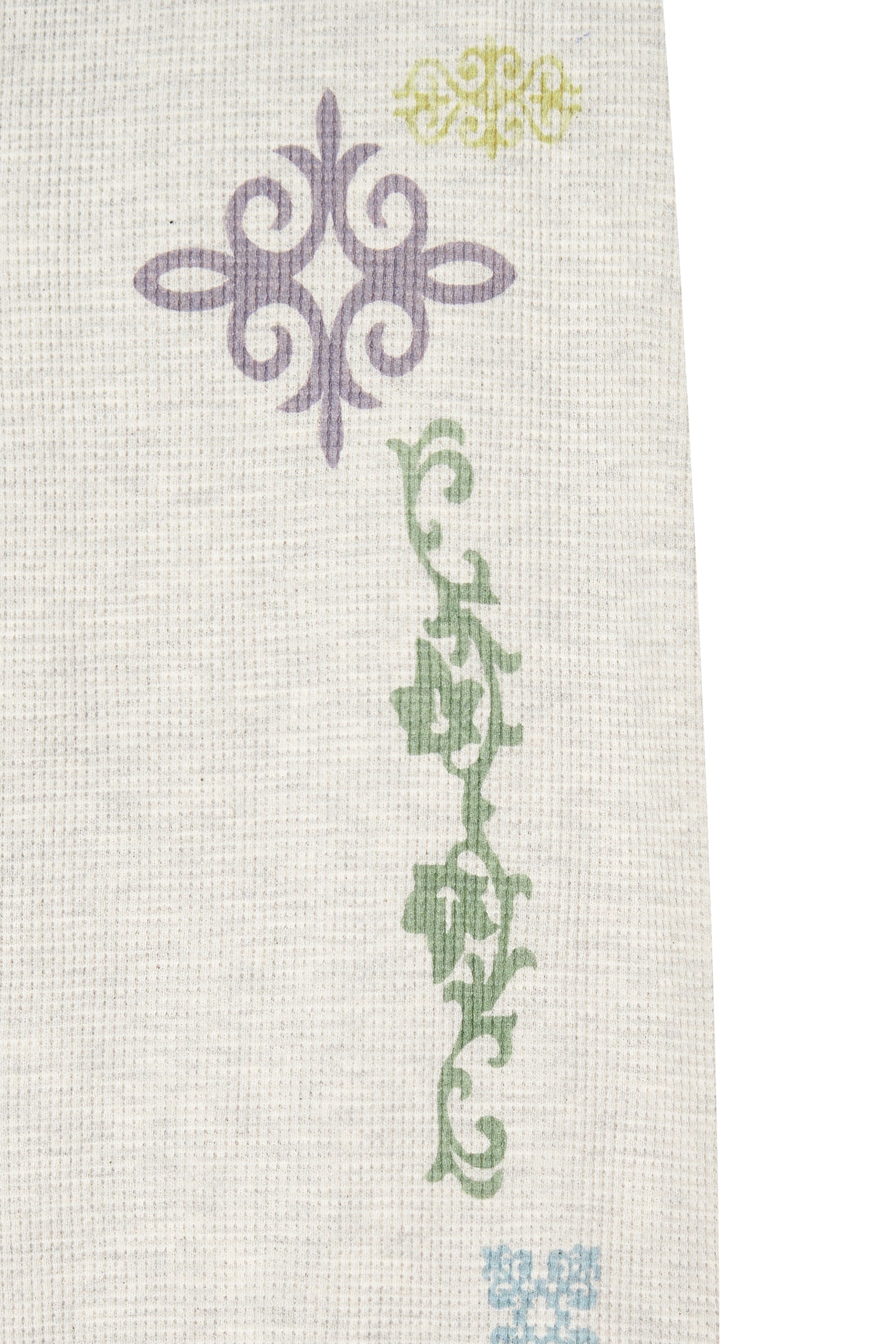 FOLK PATTERN SLIM-FIT WAFFLE PANTS (IVORY)