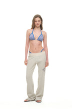 FOLK PATTERN SLIM-FIT WAFFLE PANTS (IVORY)