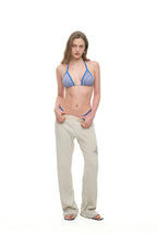 FOLK PATTERN SLIM-FIT WAFFLE PANTS (IVORY)