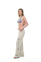 FOLK PATTERN SLIM-FIT WAFFLE PANTS (IVORY)