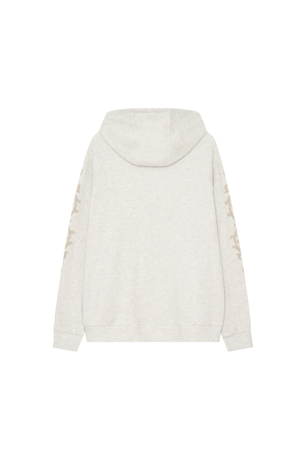 FOLK PATTERN WAFFLE ZIP-UP HOODIE (IVORY)