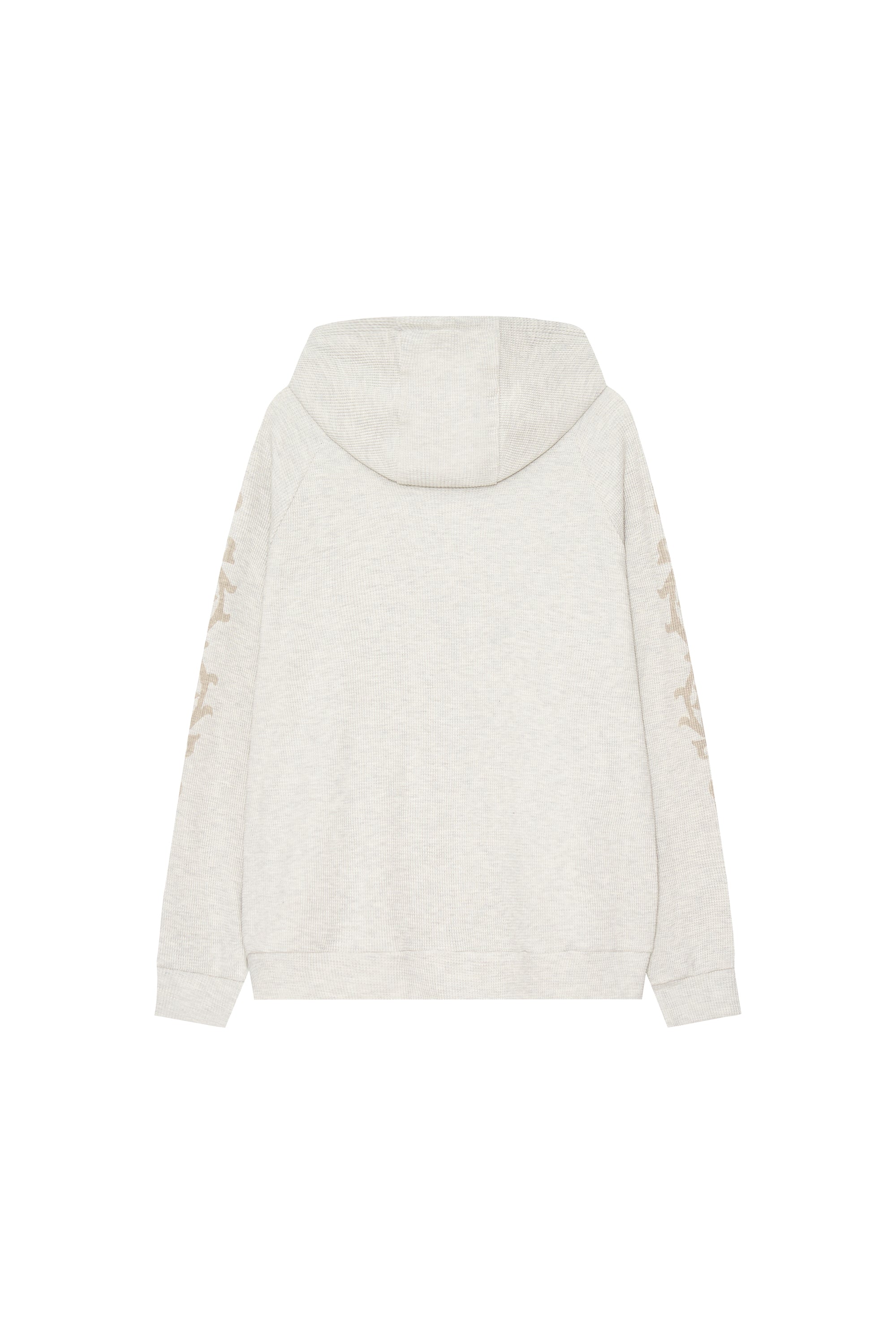 FOLK PATTERN WAFFLE ZIP-UP HOODIE (IVORY)