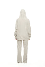 FOLK PATTERN WAFFLE ZIP-UP HOODIE (IVORY)