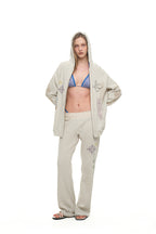 FOLK PATTERN WAFFLE ZIP-UP HOODIE (IVORY)