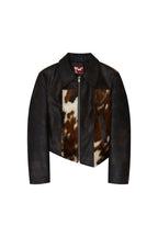 HAIRY LEATHER ASYMMETRIC JACKET (BROWN)
