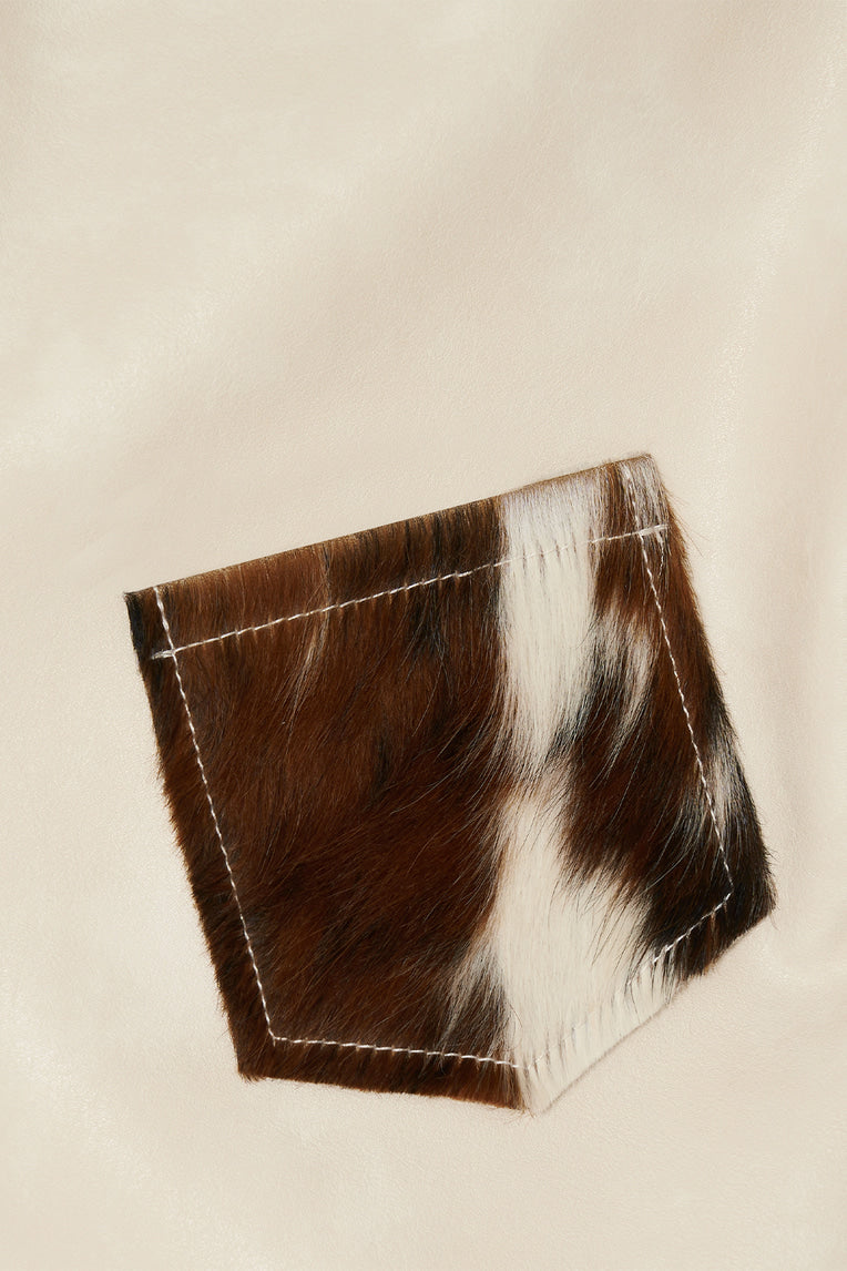 HAIRY LEATHER ASYMMETRIC JACKET (IVORY)