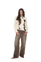 HAIRY LEATHER ASYMMETRIC JACKET (IVORY)