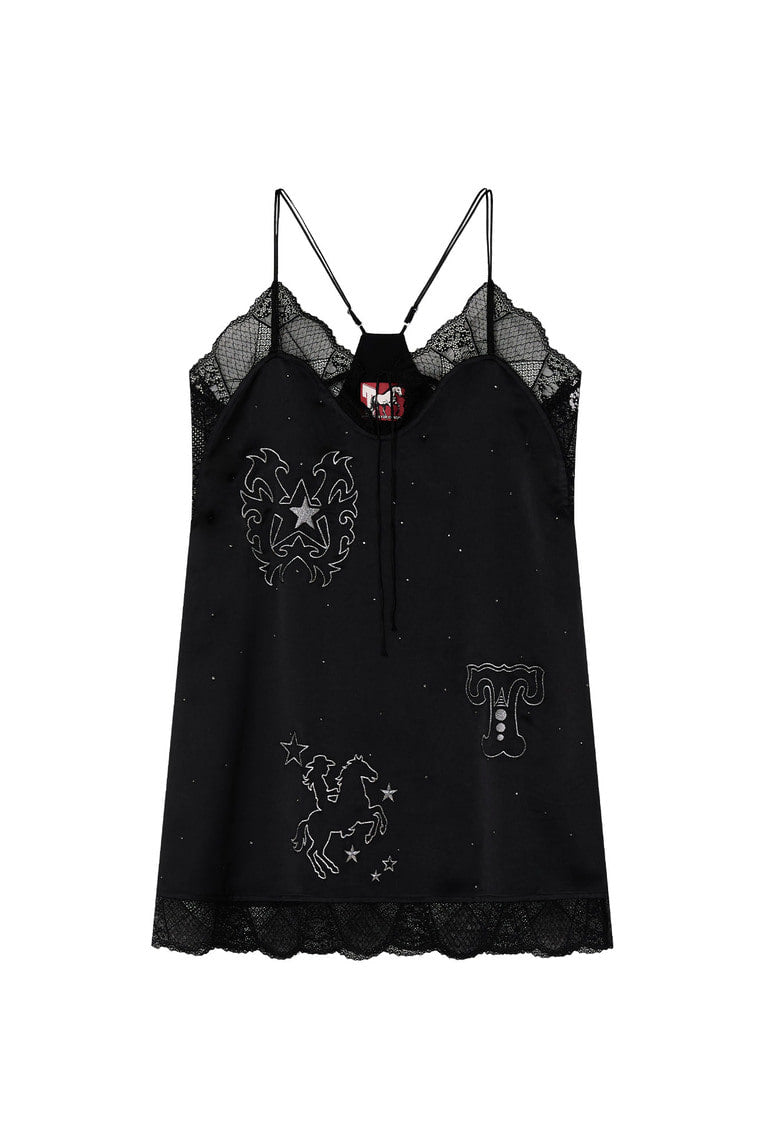 HOTFIX MINI SLIP DRESS (BLACK)
