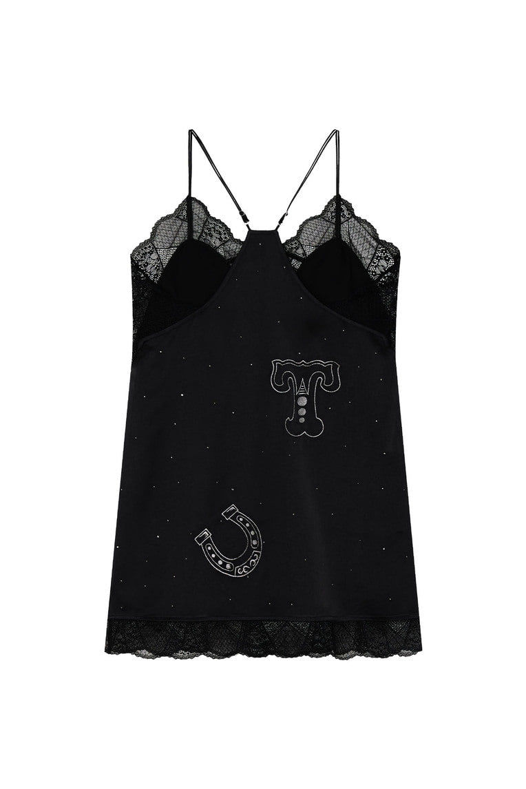 HOTFIX MINI SLIP DRESS (BLACK)