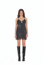 HOTFIX MINI SLIP DRESS (BLACK)