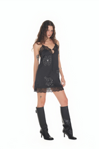 HOTFIX MINI SLIP DRESS (BLACK)