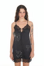 HOTFIX MINI SLIP DRESS (BLACK)