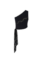 LACE PANEL ONE SHOULDER TOP (BLACK)