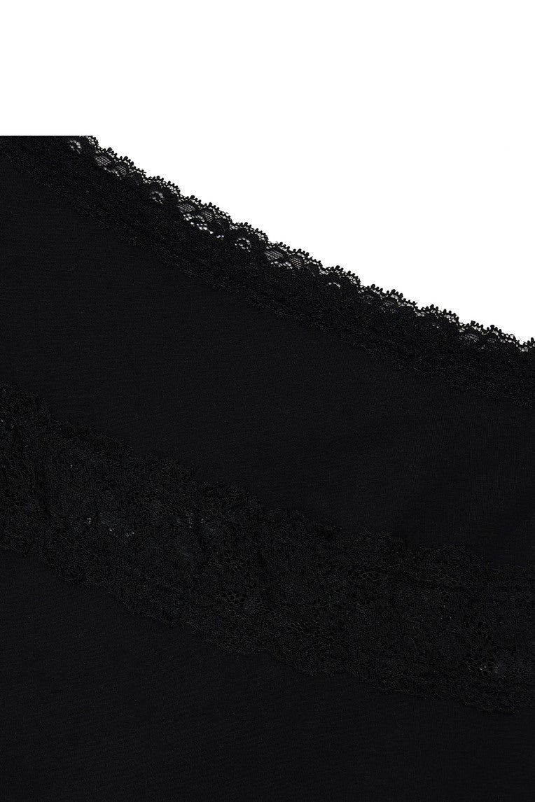LACE PANEL ONE SHOULDER TOP (BLACK)