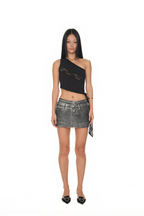 LACE PANEL ONE SHOULDER TOP (BLACK)