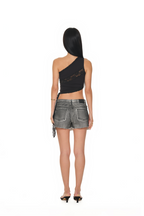LACE PANEL ONE SHOULDER TOP (BLACK)