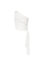 LACE PANEL ONE SHOULDER TOP (WHITE)