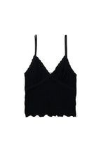 LACE RIBBED CAMI TOP (BLACK)