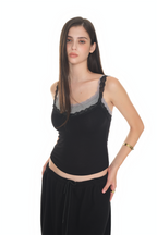 LAYERED LACE CAMI-TOP (BLACK)