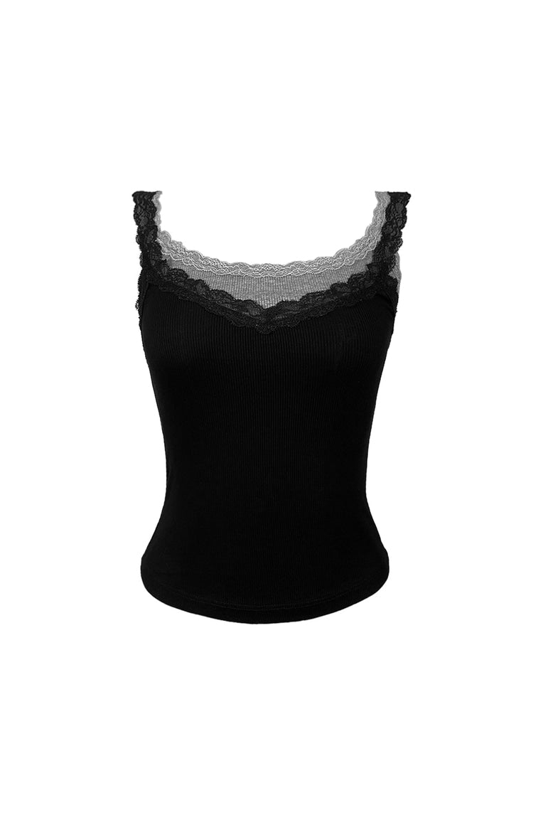 LAYERED LACE CAMI-TOP (BLACK)