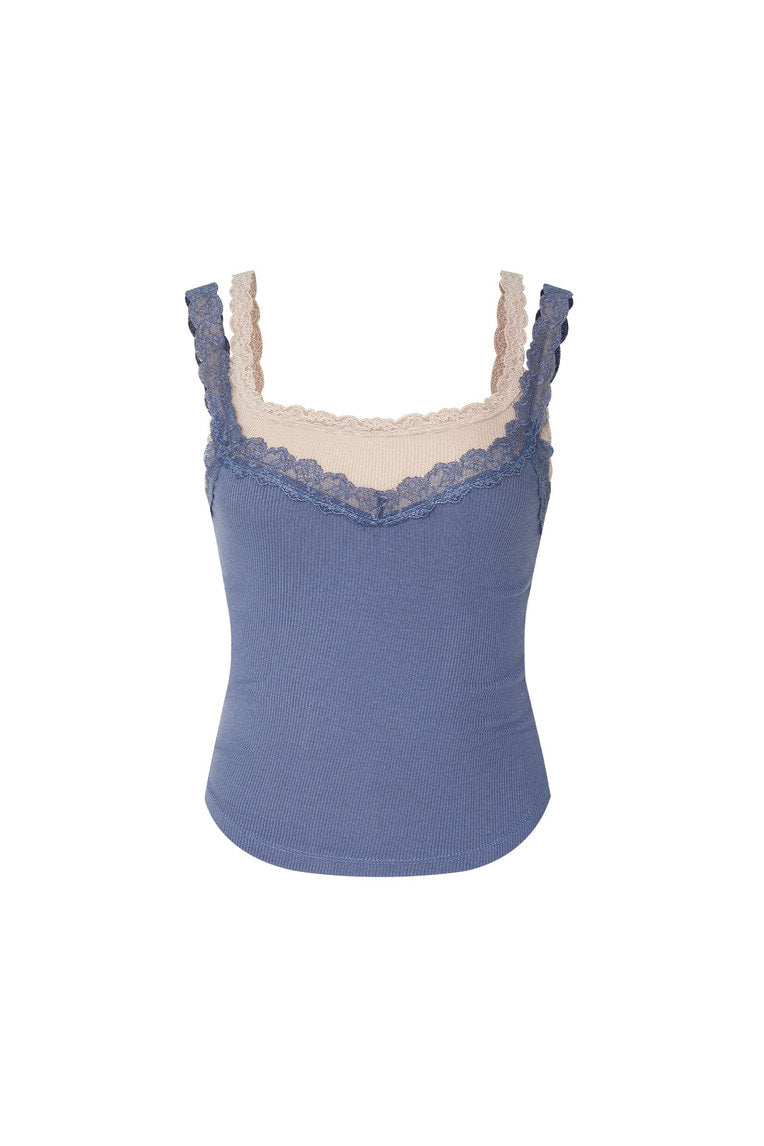LAYERED LACE CAMI-TOP (DARK BLUE)