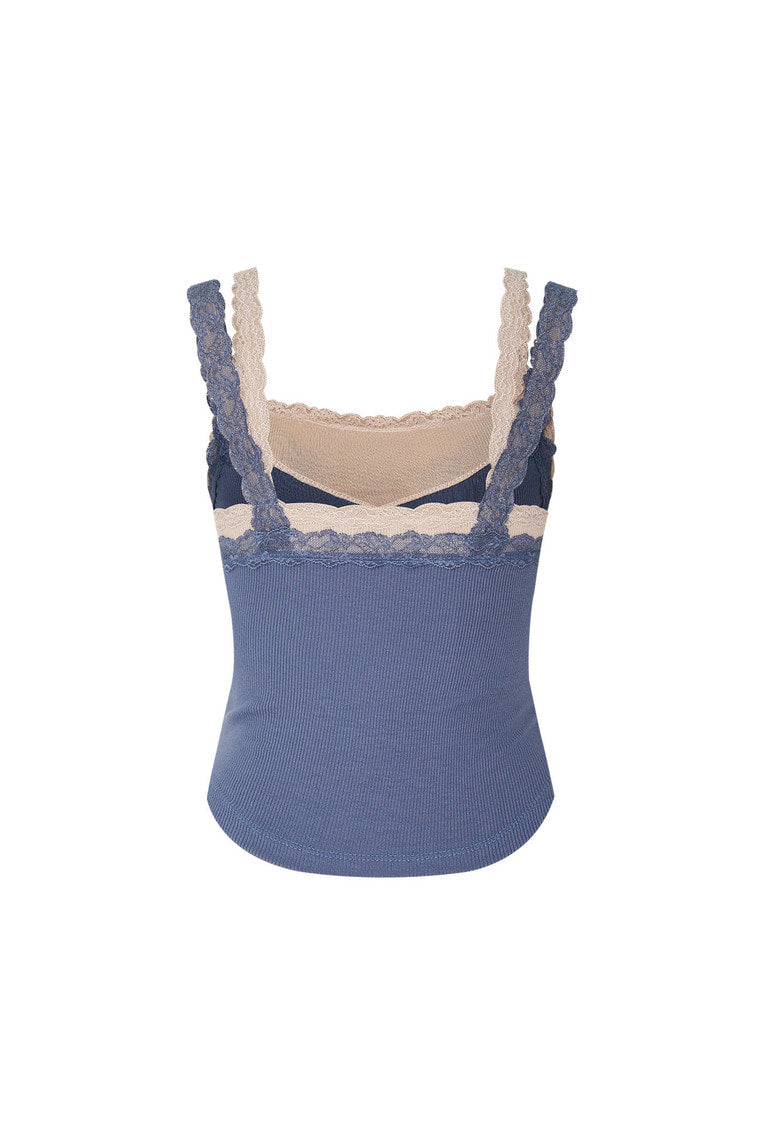 LAYERED LACE CAMI-TOP (DARK BLUE)