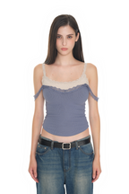 LAYERED LACE CAMI-TOP (DARK BLUE)