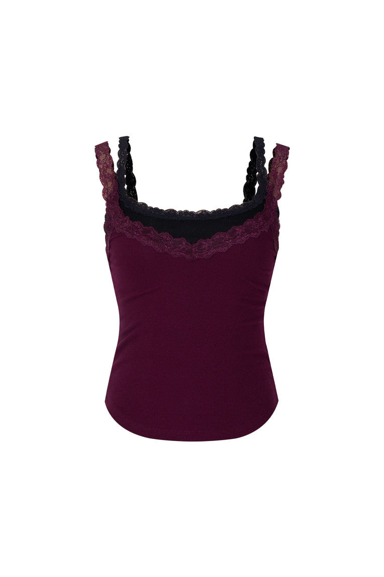 LAYERED LACE CAMI-TOP (MAROON)