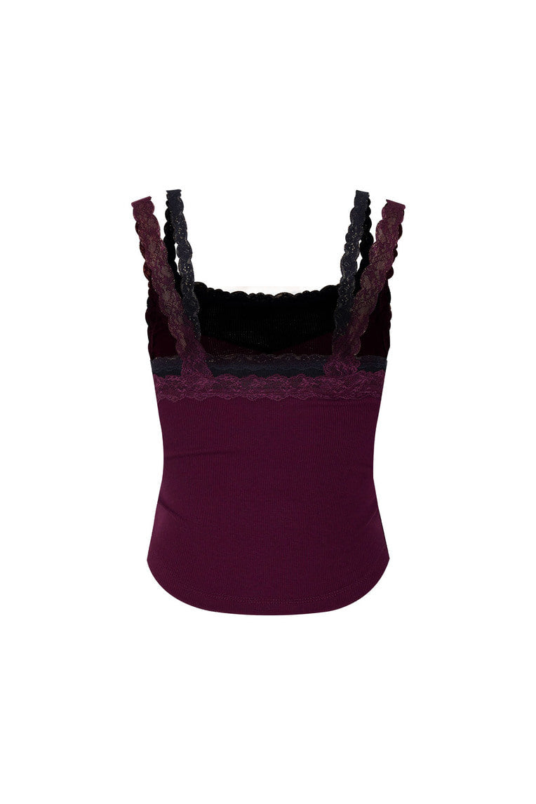 LAYERED LACE CAMI-TOP (MAROON)