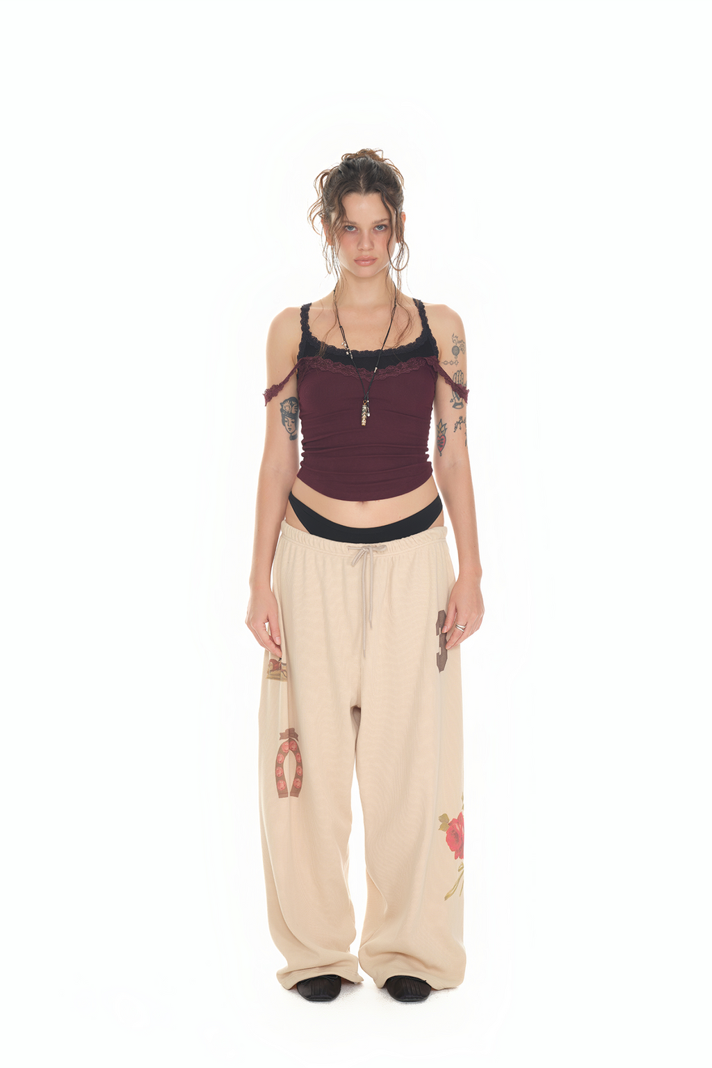 LAYERED LACE CAMI-TOP (MAROON)