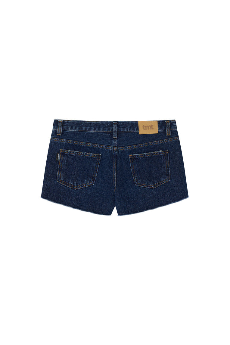 LAYERED WAIST DENIM SKIRT PANTS (BLUE)