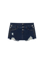 LAYERED WAIST DENIM SKIRT PANTS (BLUE)