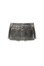 LAYERED WAIST DENIM SKIRT PANTS (WASHED BLACK)