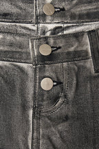 LAYERED WAIST DENIM SKIRT PANTS (WASHED BLACK)