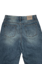 LOW RISE LOOSE-FIT DAMAGED JEANS (VINTAGE BLUE)