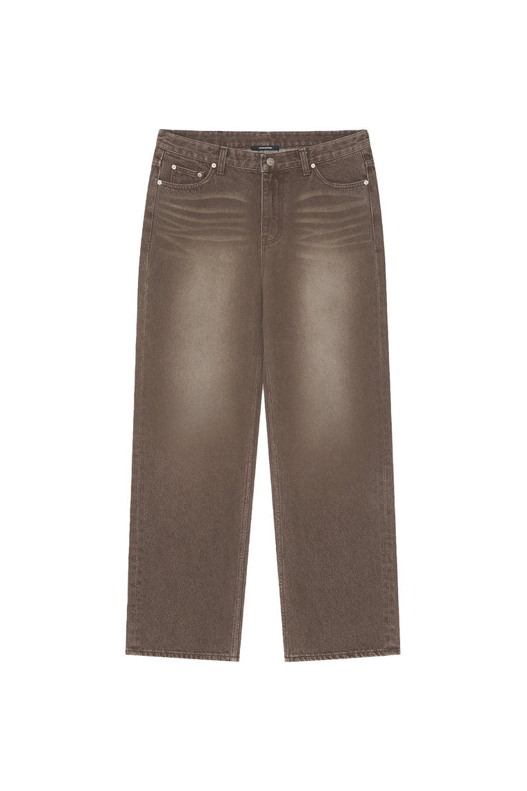 LOW RISE STRAIGHT-FIT JEANS (BROWN)