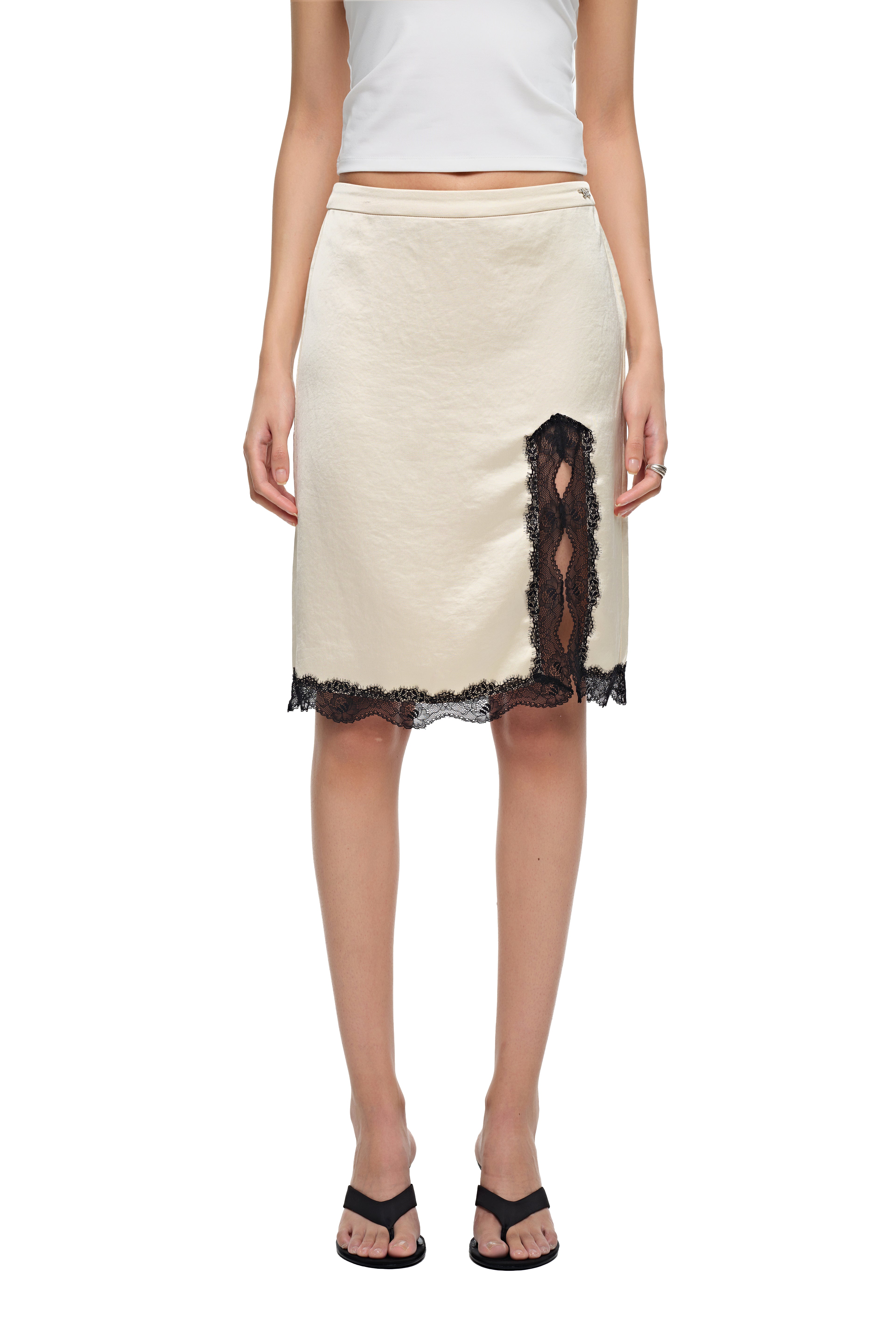 LACE MIDI SKIRT (LEMON)