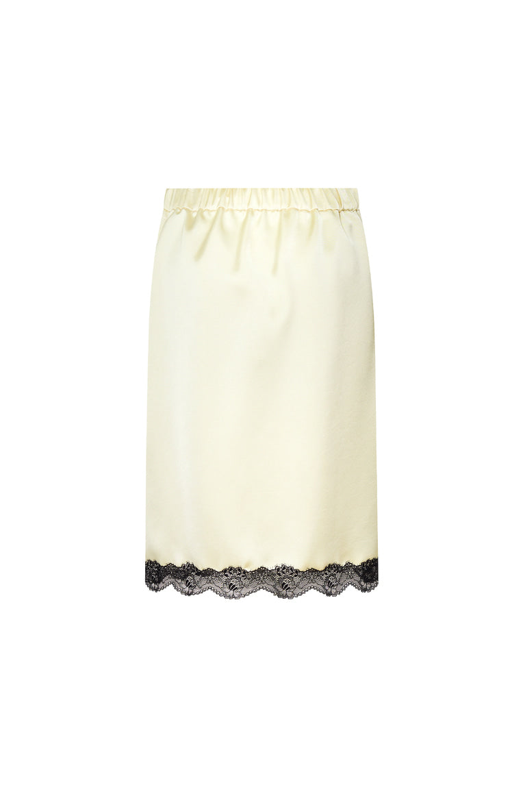 LACE MIDI SKIRT (LEMON)