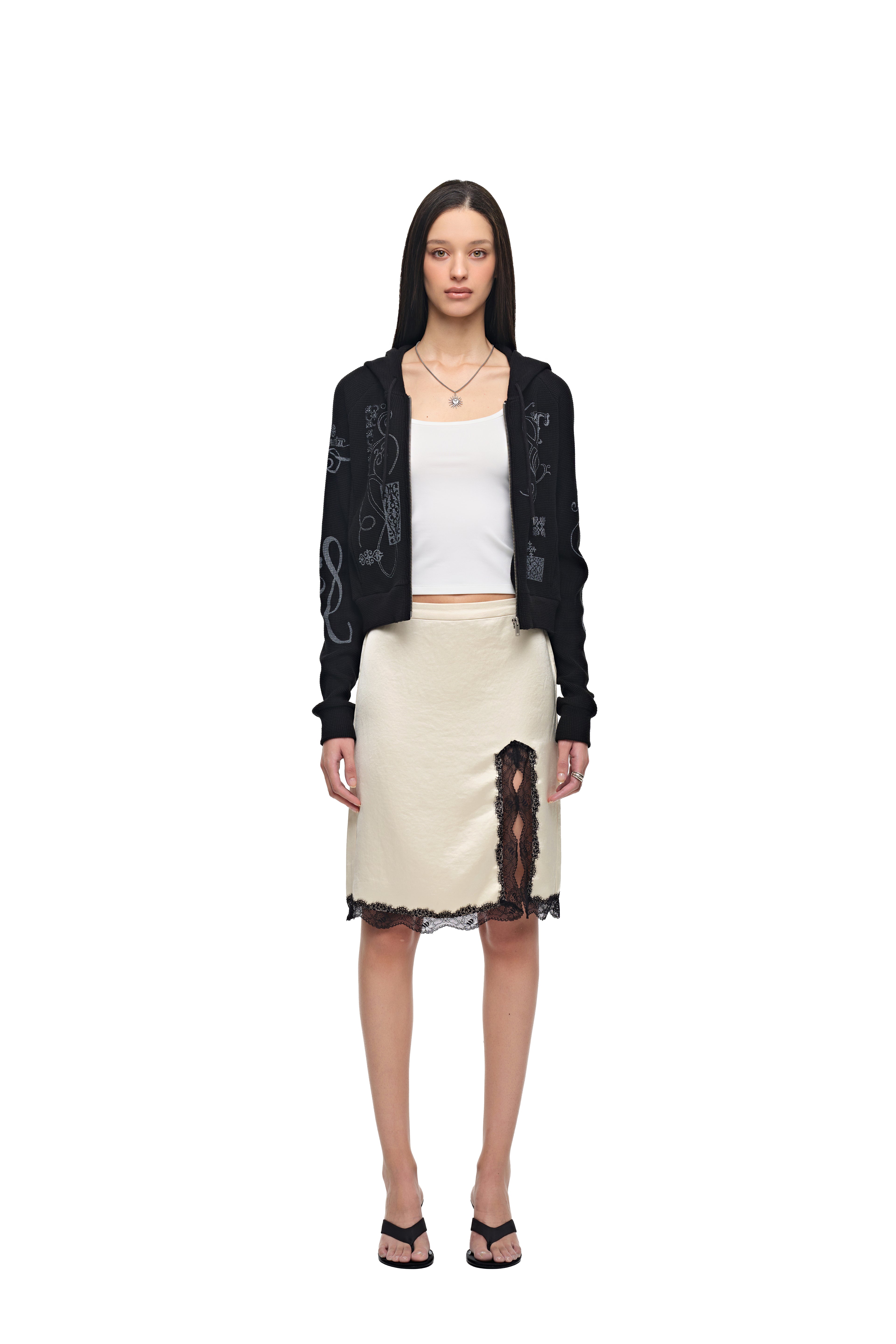 LACE MIDI SKIRT (LEMON)