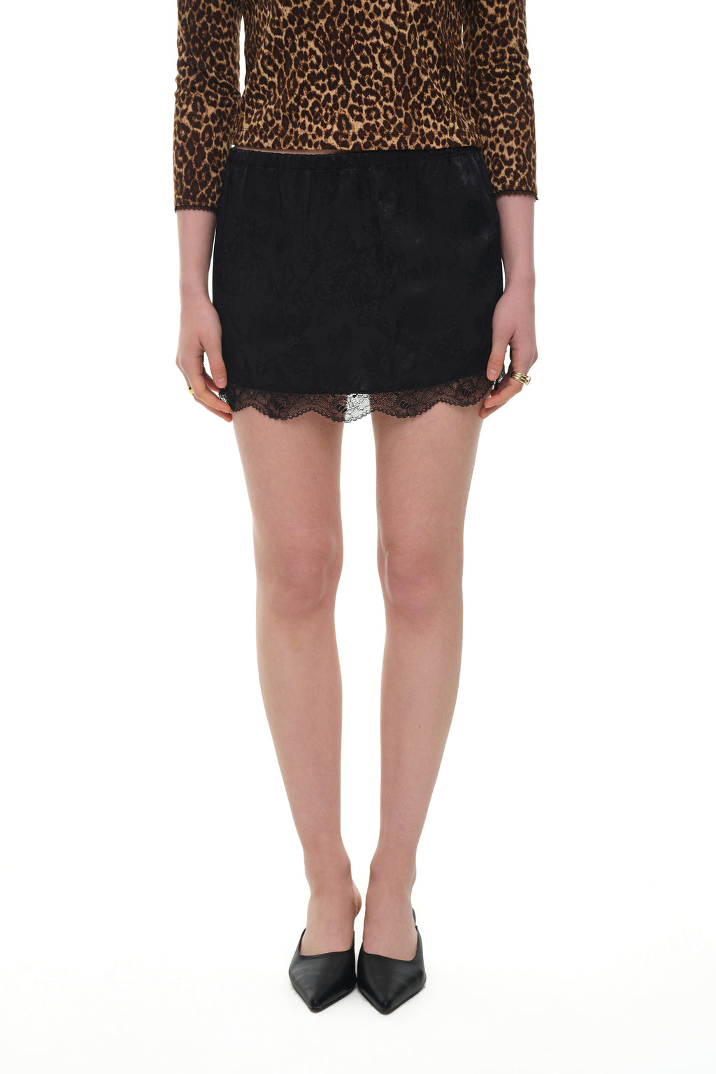 LACE MINI SLIP SKIRT (BLACK)