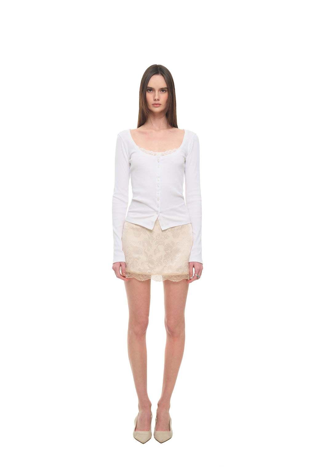 LACE MINI SLIP SKIRT (LIGHT PINK)