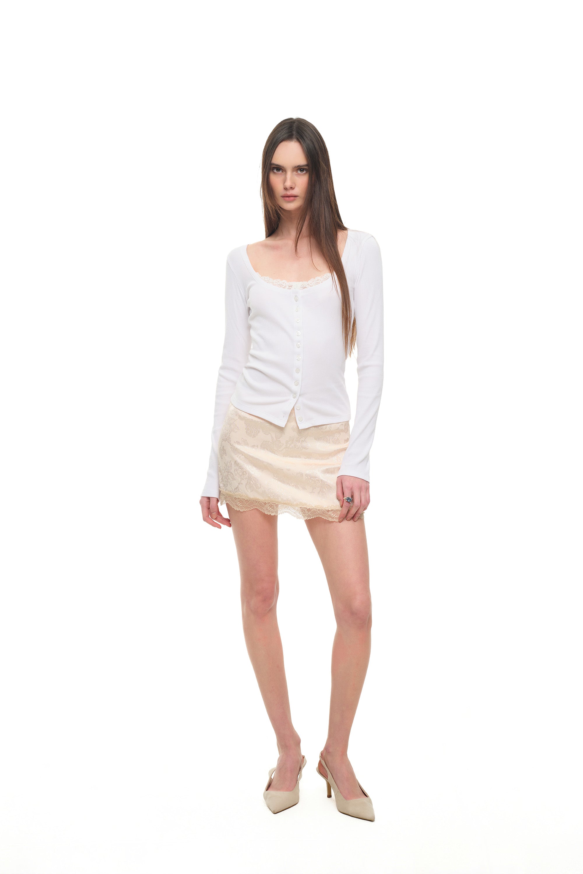 LACE MINI SLIP SKIRT (LIGHT PINK)