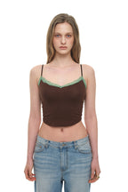 LACE POINT CAMI TOP (BROWN)