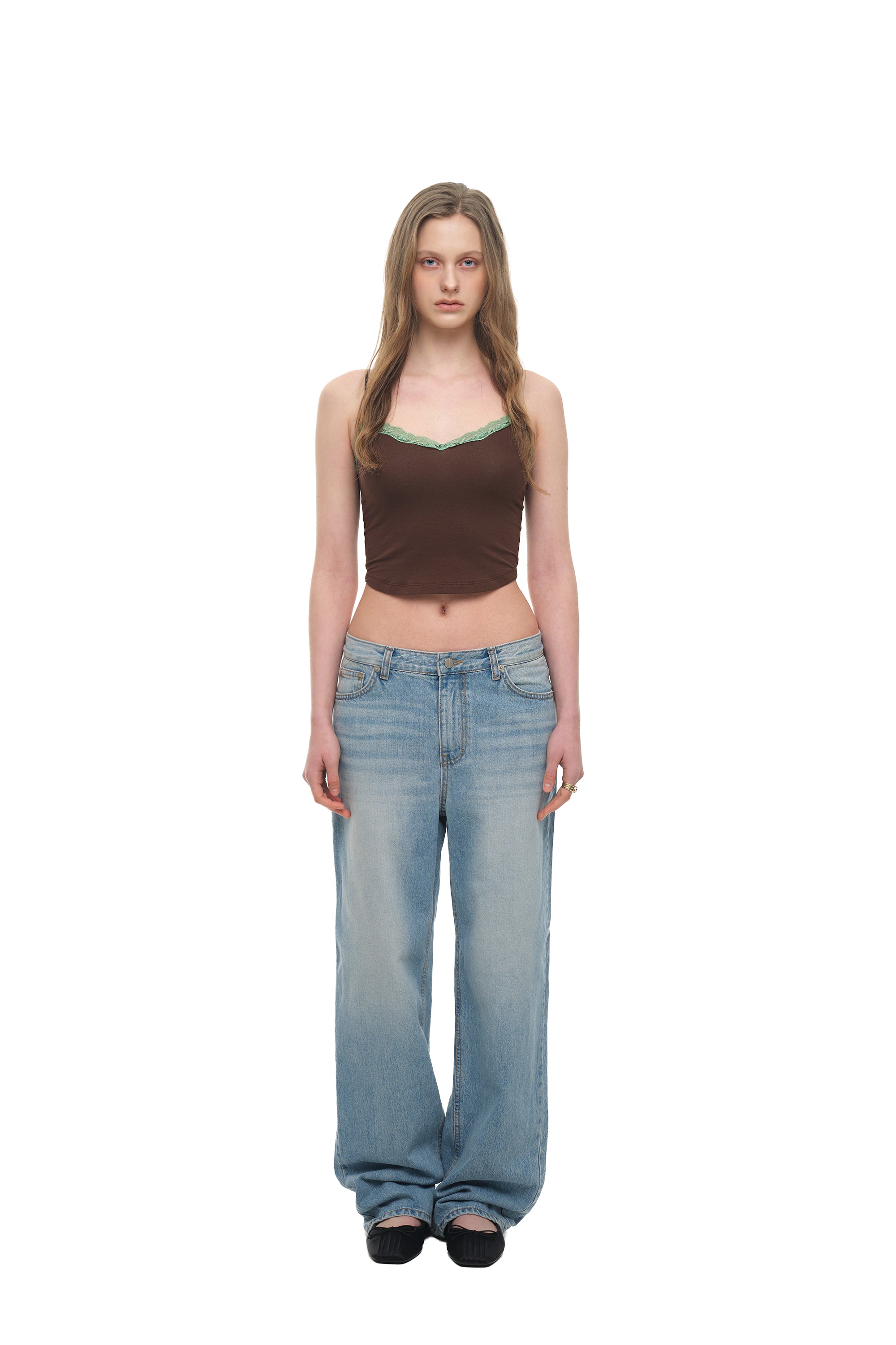 LACE POINT CAMI TOP (BROWN)