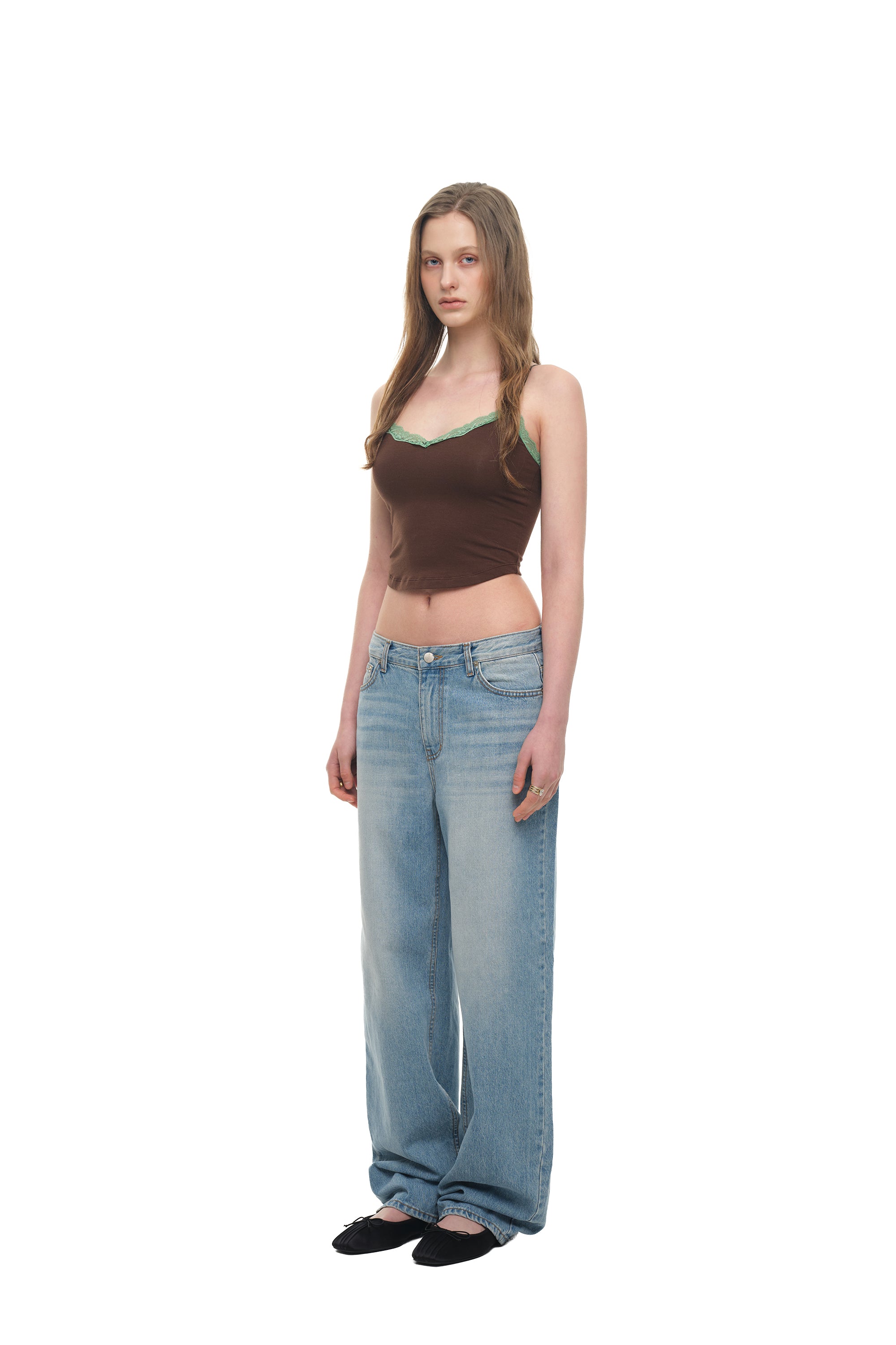 LACE POINT CAMI TOP (BROWN)