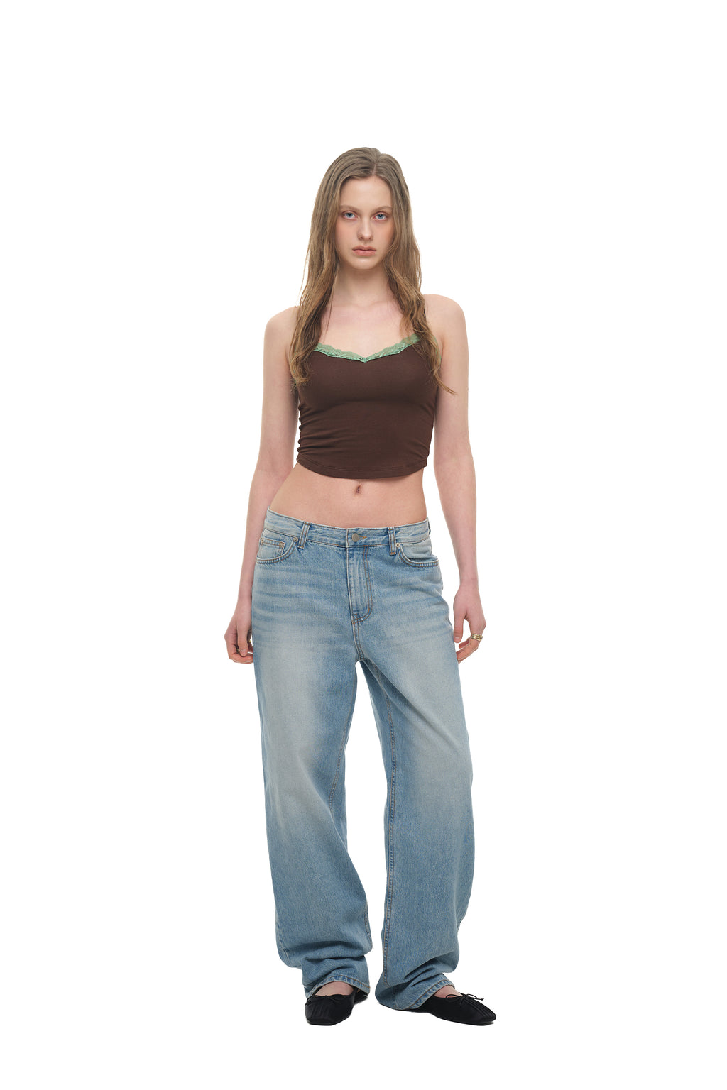 LACE POINT CAMI TOP (BROWN)