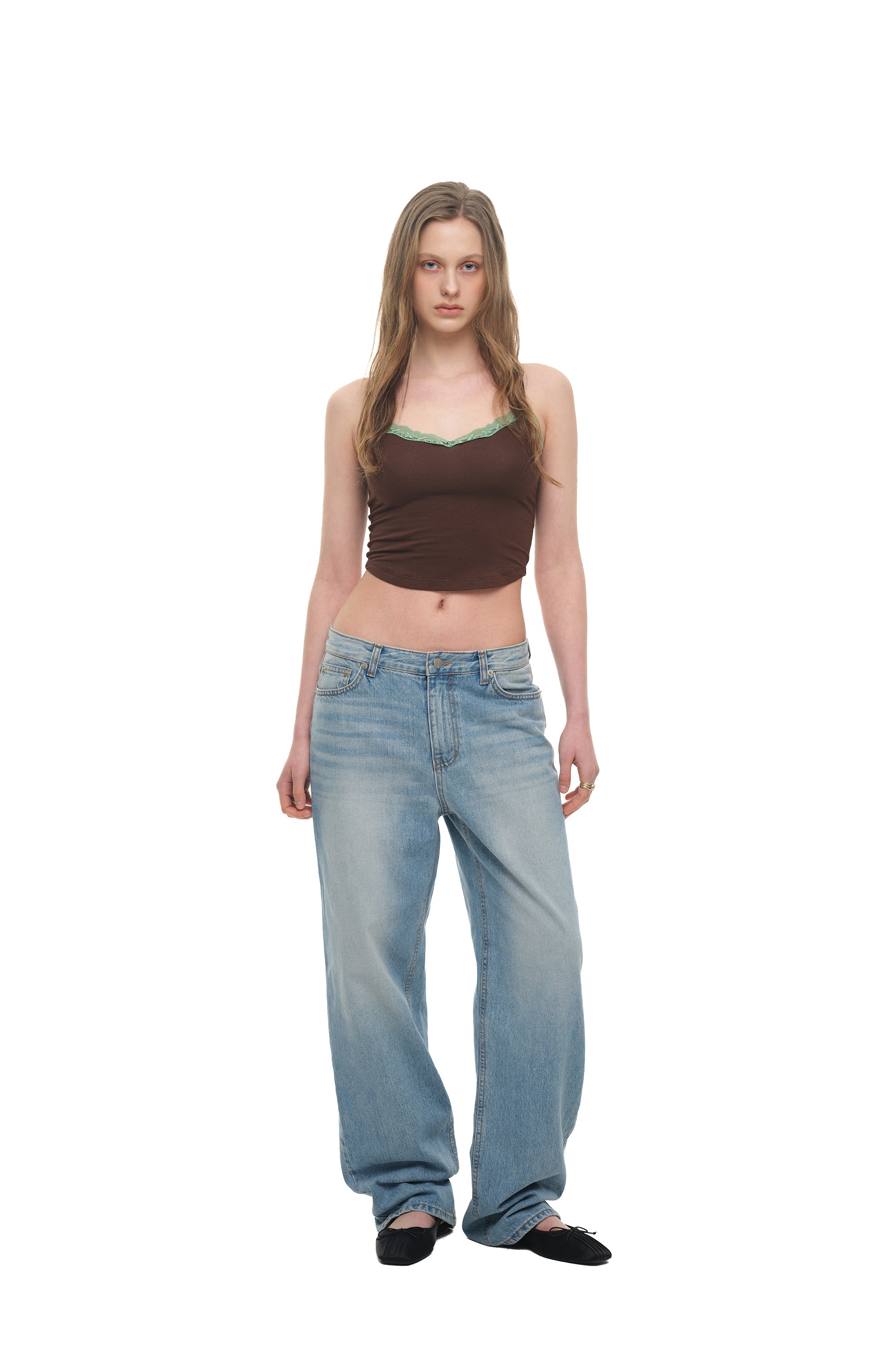 LACE POINT CAMI TOP (BROWN)